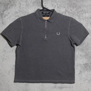 Comme Des Garcons Homme Deux Polo Shirt Mens Medium Gray 1/4 Zip Portugal Made